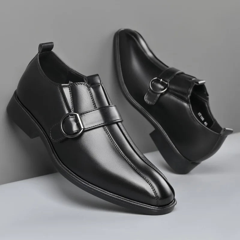 Designer Large Size 38-47 Mens Dress Shoes Fashion Solid Color Wedding Shoes Male Spring Autumn Buckle Designer Man Leather Shoe