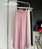 High-Grade Acetate Satin Wide-Leg Pants Women Spring Bell-Bottoms Pants Loose Casual Pants High Waist Oversized Long Pantalons