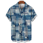 Men Colorful 3d Printed Plaid Shirt Hot Sale Causal Fashion Hawaiian Shirts Loose Short Sleeve Button Beach Blouse Male Clothing