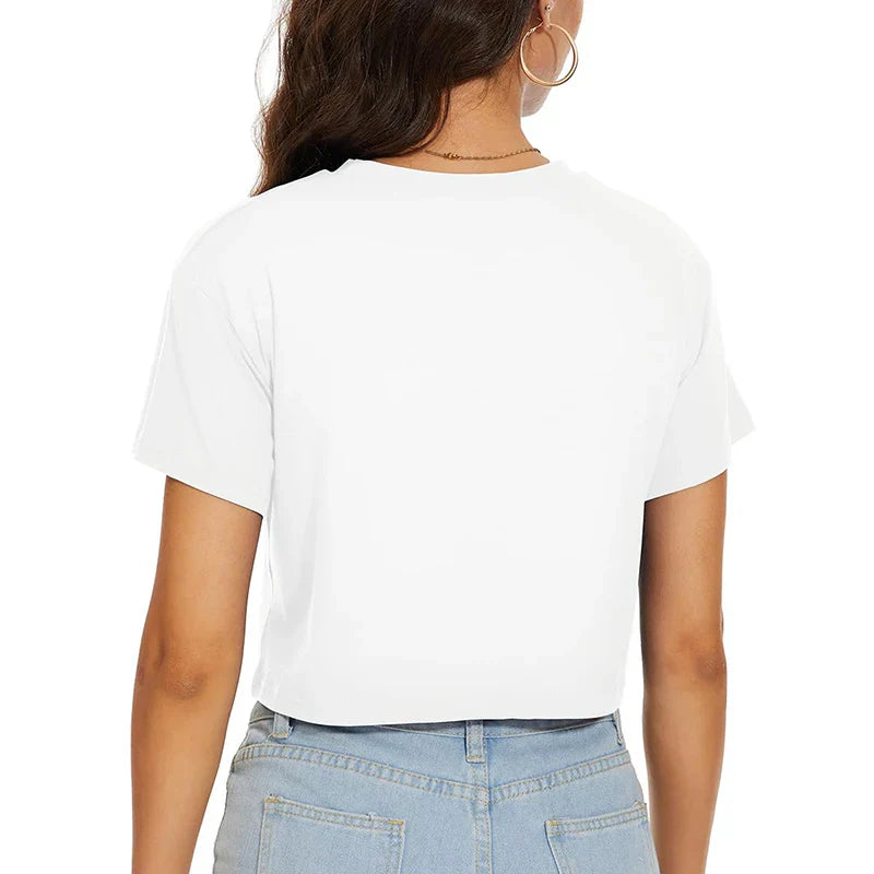 Harajuku TShirt Y2K Women's Crop Tops Casual Female White Crop Tops T-shirt Short Loose Solid Color Tee Shirt Summer Streetwear