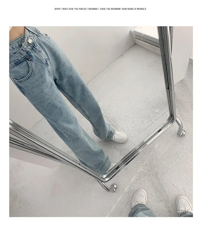 High-waisted Women's Vintage Jeans Loose-fit Straight-leg Slimming Draped Denim Trousers