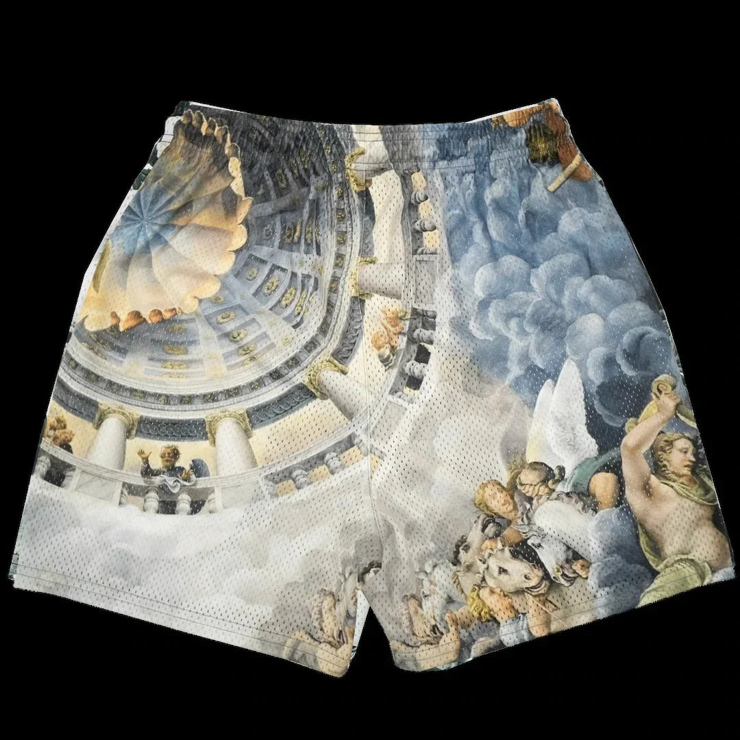 Summer New men short pant Rose Design Casual Shorts Street Hip Hop Fitness Polyester Fast Dry Breathable Embroidery Men Shorts