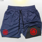 Goku Anime Running Shorts Men Fitness Gym Training 2 in 1 Sports Shorts Quick Dry Workout Jogging Double Deck Shorts