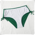 Drawstring High Waist Bikini 2023 Women Solid Swimwear Female Cross Front Swimsuit Padded Beachwear Bather Bathing Swimming Suit