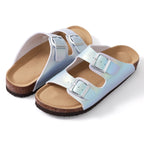 Crestar Women's Cork Slippers With Adjustable Buckle Summer New Gradient Beach Sandals Lady Fashion Clogs Slides House Slippers