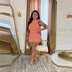 CM.YAYA Women Stand Collar Sleeveless Bodycon Midi Dress 2024 Summer Solid Evening Party Club Fashion Dresses Vestidos