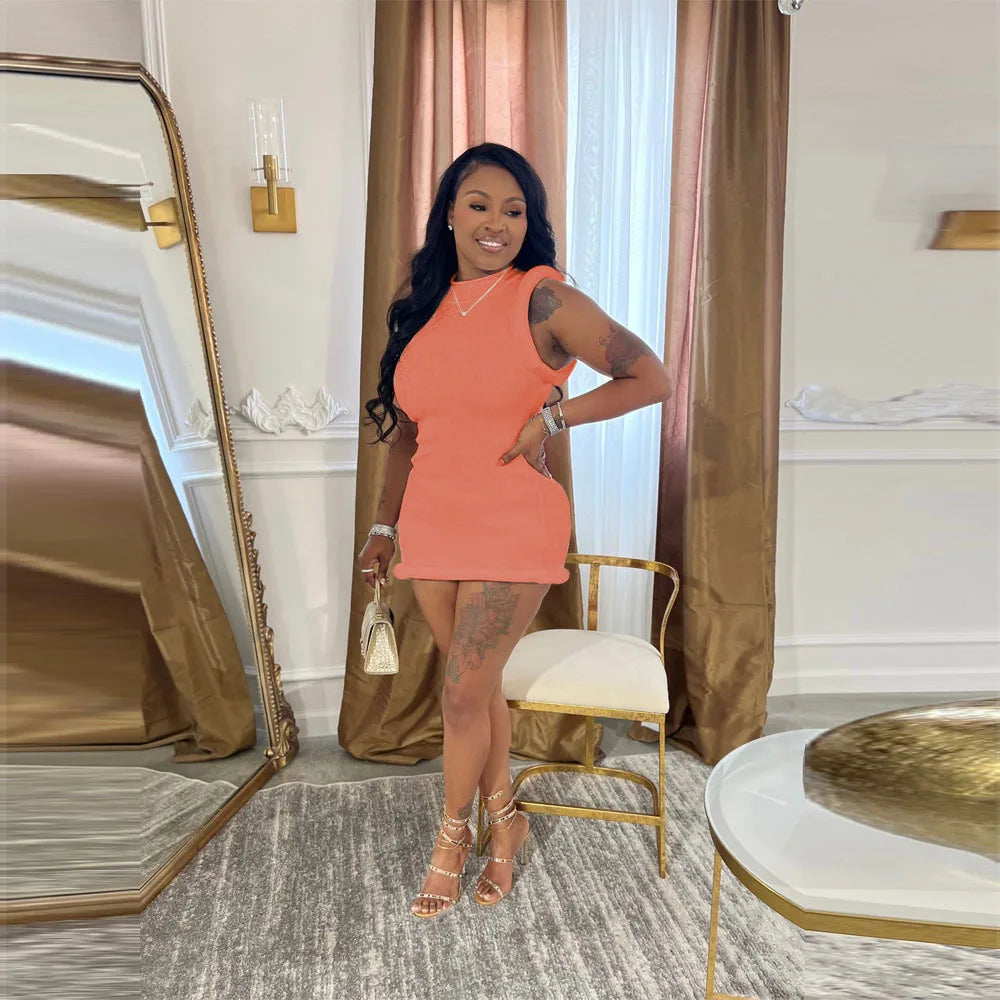 CM.YAYA Women Stand Collar Sleeveless Bodycon Midi Dress 2024 Summer Solid Evening Party Club Fashion Dresses Vestidos