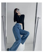 High-waisted Women's Vintage Jeans Loose-fit Straight-leg Slimming Draped Denim Trousers