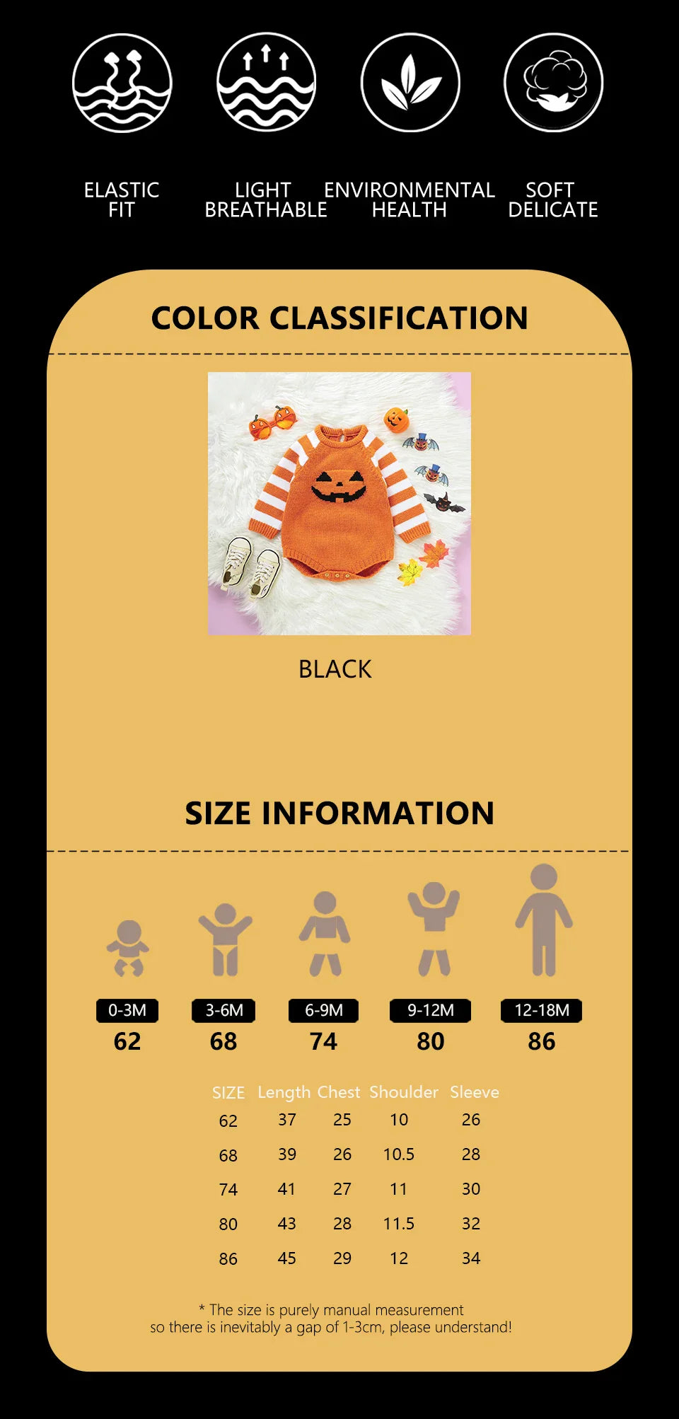 Halloween Baby Bodysuits Pumpkin Knit Newborn Boys Girls O Neck Long Sleeve Onesie Jumpsuits 0-18m Infant Toddler Winter Outfits