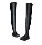 ANOVISHANA New Winter Autumn Over Knee Boots 3.5cm Square Heel Round Toe Leather Thigh High Fashion Big Size 45 46 47 48 US17