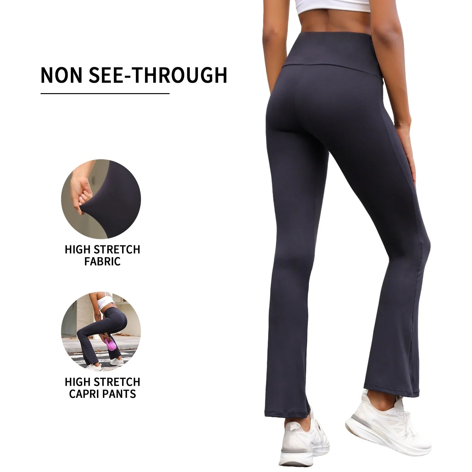Women's Super Soft Flare Pants High Waisted Tummy Control Workout Yoga Push Up Gym Fitness  Long Leggings Bell Bottoms