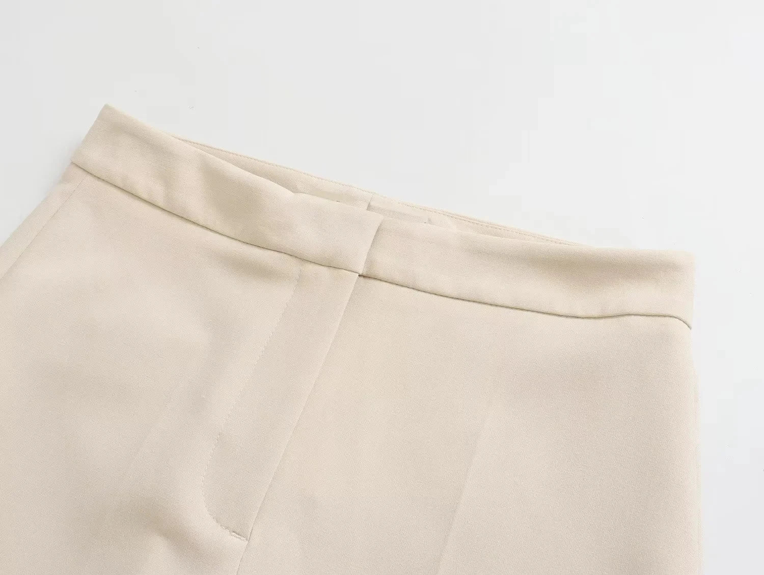 TRAFZA Women Elegant Solid Pant Suit Front Button Strapless Sexy Tank Tops + Side Slit Trouser Female Fashion Streetwear Sets