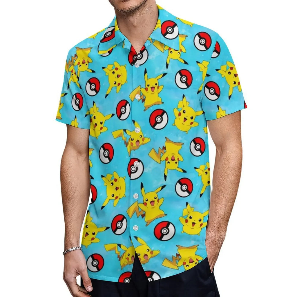 Summer Men's Shirt Cute Animal Print Short Sleeve Shirt Open button Lapel Men's Top Comfortable Casual Men's Shirts