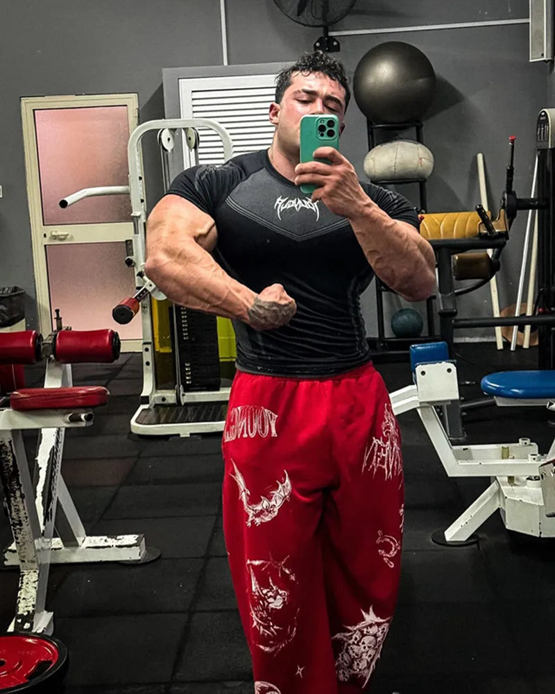 New American Summer T-shirt Men's Sense Of Strength And Fashion Fitness Style Bodysuit Jogger Outdoor High Stretch Running Shirt