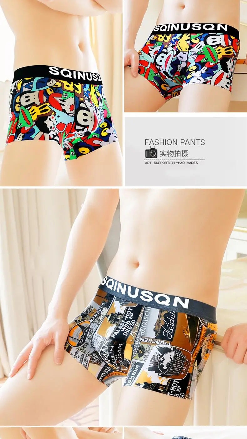 Lightweight Ice Silk Mens Underwear Elastic waistband Boyshorts Cotton 3D-Pouth Youth Boxer shorts Loose Male Boxer Underpants