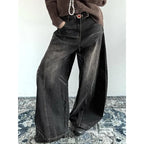 Y2K Spring and Autumn Trendy Straight leg Washed Jeans for Men and Women American Couple Personalized Loose Retro Casual Pants