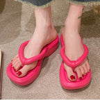 Sweet Womens Wedges Clip Toe Sandals EVA Summer Solid Thick Sole Flip Flops Indoor Outdoor Slip-on Beach Zapatillas