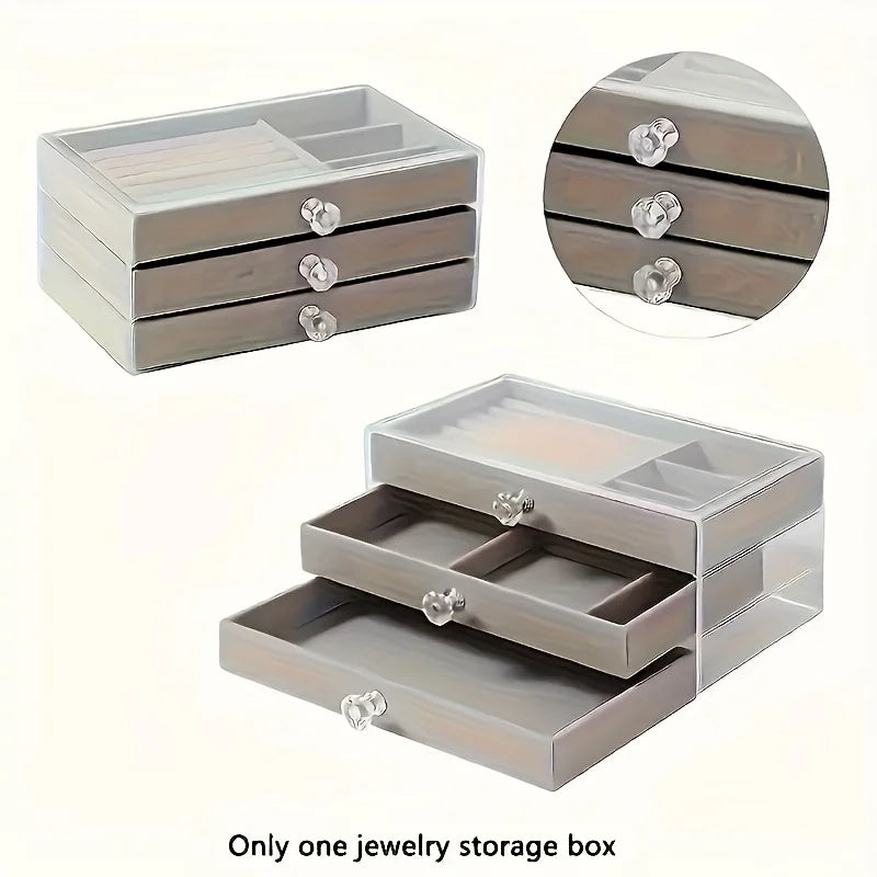 Elegant 3-Tier Transparent Jewelry Storage Box for Women - Ideal Valentine's Day & Birthday Gift