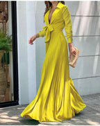 Autumn Winter Fashion V-neck Long Sleeve Elegant Blouse Print Lapel Top Women Solid Color Loose Casual Wide Leg Jumpsuit