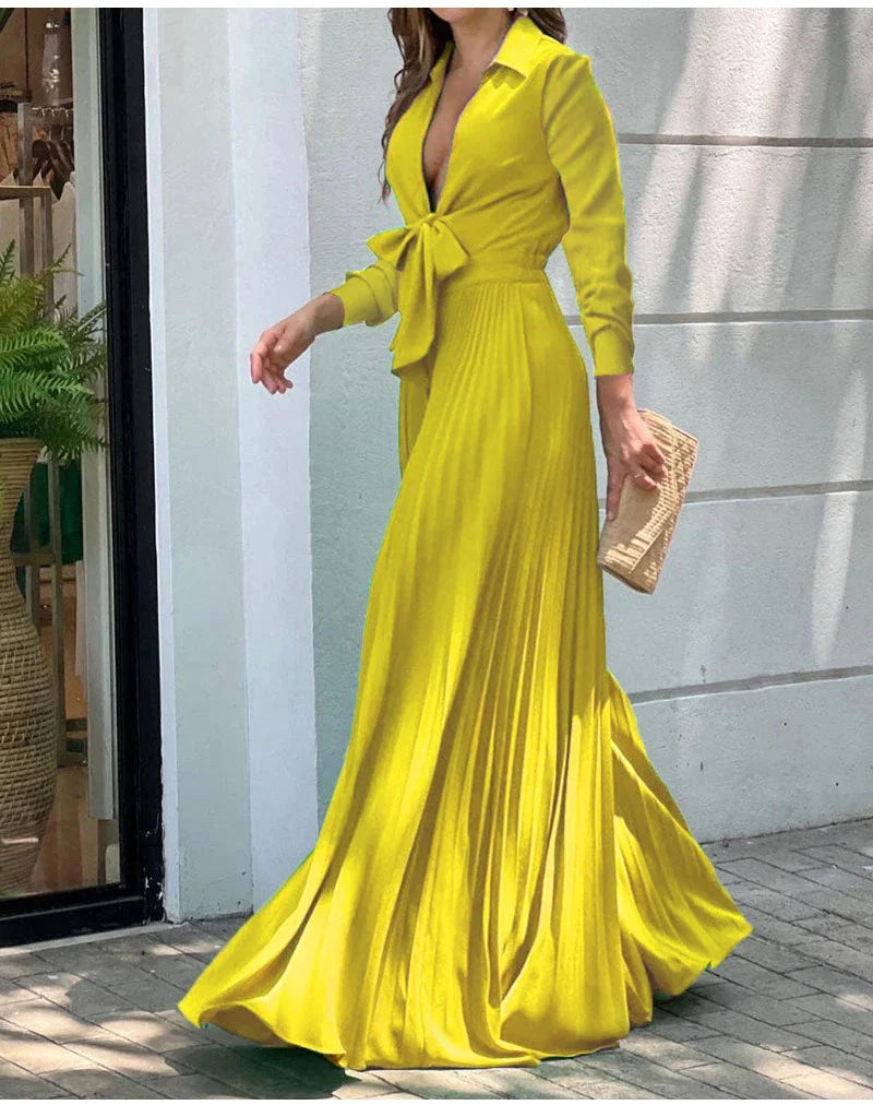 Autumn Winter Fashion V-neck Long Sleeve Elegant Blouse Print Lapel Top Women Solid Color Loose Casual Wide Leg Jumpsuit