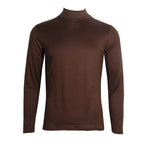 Fashion Men's Casual Slim Fit Basic Turtleneck High Collar Pullover Male Autumn Spring Thin Tops Basic Bottoming Plain T-shirt