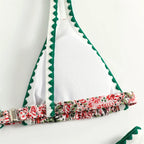 Trend Print Bikini Bordered Straps Swimsuit Thong Push Up Y2K Boho Swimwear Kawaii Women Two Piece Brazil BeachWear Bathing Suit