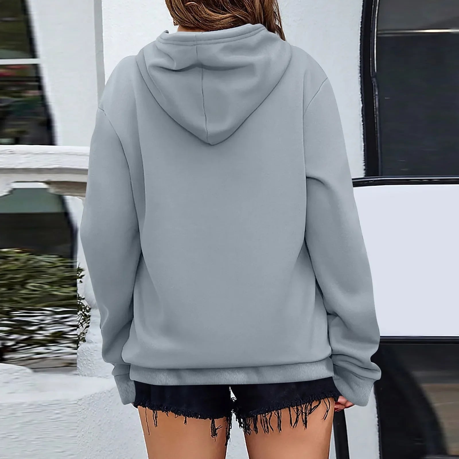 y2k Solid Minimalist Women's Hoodie, Long Sleeve With Pocket Casual Daily Wear 2024 Women Hoodies Autumn Sudadera de mujer