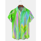 Hawaiian Shirt Men's Summer 3d Line Print Holiday Harajuku Short Sleeve Y2k Tops Tees Clothing Oversized Blouse Casual Camisa