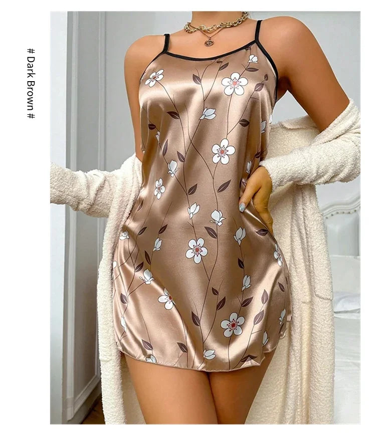 Women Nightdress Sexy Sleepwear Pajamas Nightgowns Slip Skirt Loungewear Nightie Ladies Summer Casual Home Clothes Pyjama Femme