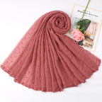 Dot Pom Pom Cotton Hijab Scarves Women Muslim Shawls Big Size Headscarf Wraps Solid Headbands Turbans Bandana Foulard Bufandas