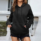 y2k Solid Minimalist Women's Hoodie, Long Sleeve With Pocket Casual Daily Wear 2024 Women Hoodies Autumn Sudadera de mujer
