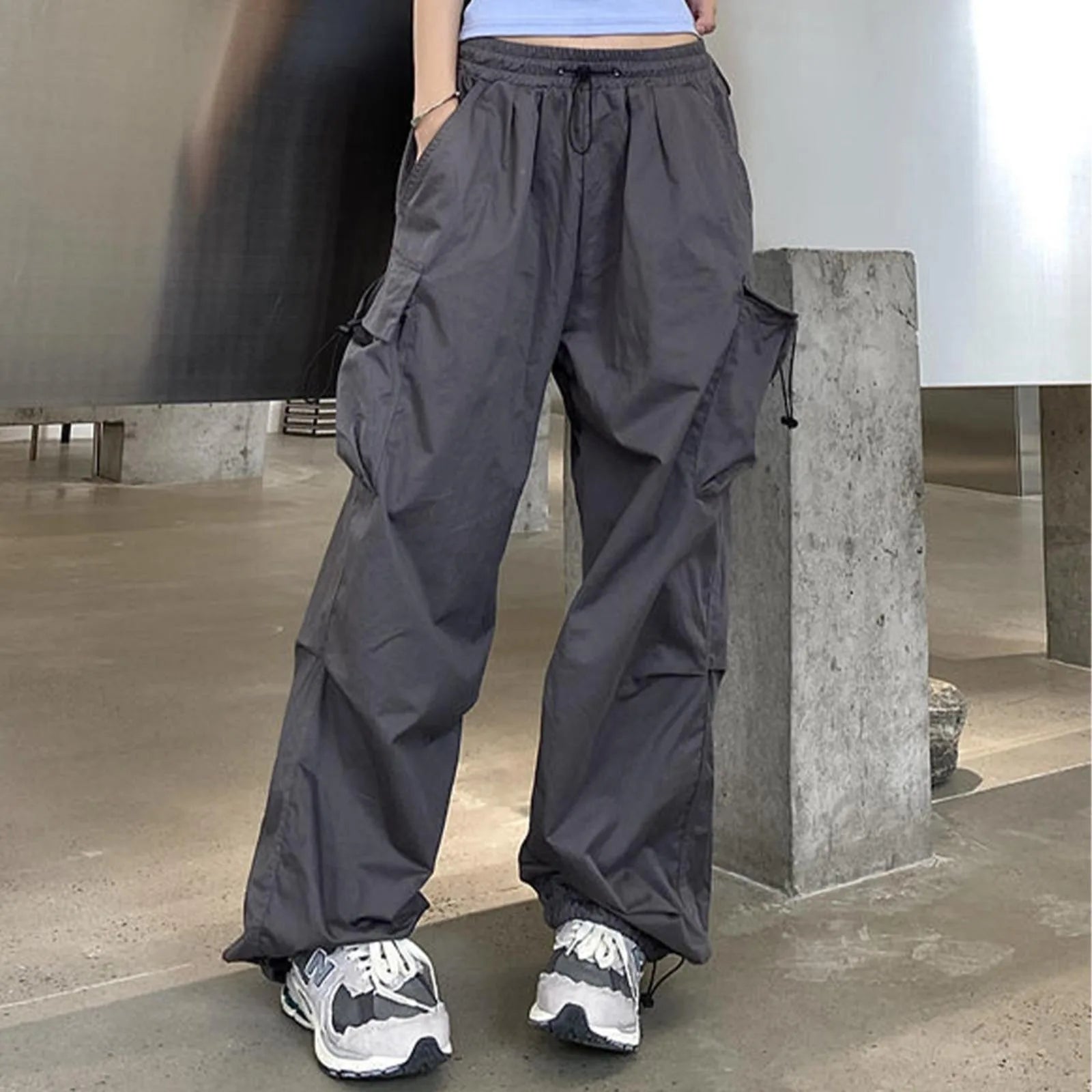 Green Women Baggy New Pants Cargo Trousers Streetwear Multi Pockets Casual Loose Trousers Outdoor Tracksuit Women Pants