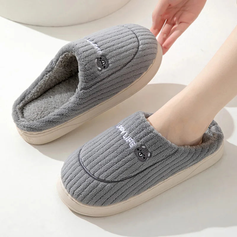 Cotton slippers for women, winter new style, indoor living, warm home, woolen slippers for men, autumn and winter