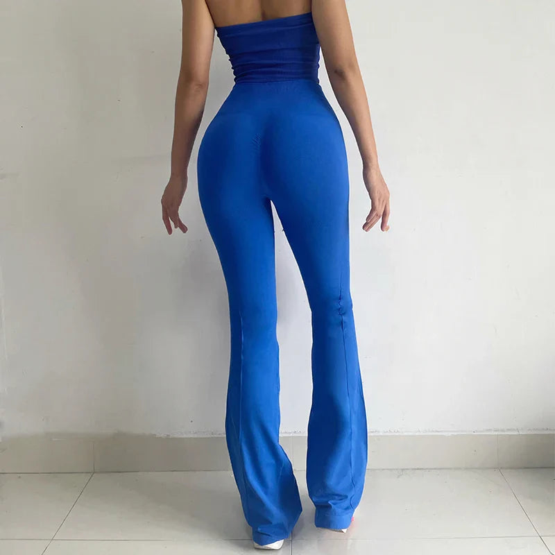 Fast-drying High-waisted Yoga Bell-bottoms Tight-fitting Long-legged Stretch Leggings Hip-lift Running Slimming Athletic Pants