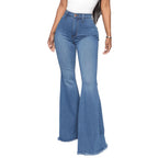 Women Jeans Flare Pants Sexy Denim Long Pant Hip Wrap Casual Solid Elegant Splice Regular Slim Fit High Waist Trousers Summer