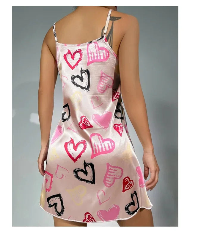 Women Nightdress Sexy Sleepwear Pajamas Nightgowns Slip Skirt Loungewear Nightie Ladies Summer Casual Home Clothes Pyjama Femme