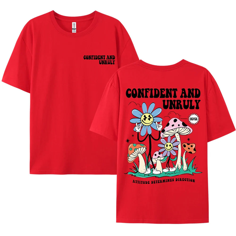 Confident And Unruly Attitude Determines Direction Men T Shirt Cotton Shirt Street Loose T-Shirts Summer Breathable Short Sleeve