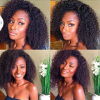 Geeta Half Wigs Human Hair Kinky Curly 3 In 1 Human Hair Wig Seamless Flip Over Half Wig Beginner Friendly Curly Wigs for Women