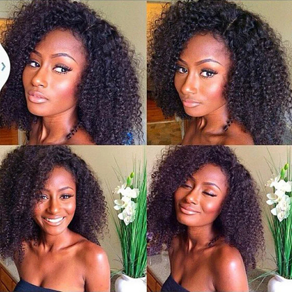 Geeta Half Wigs Human Hair Kinky Curly 3 In 1 Human Hair Wig Seamless Flip Over Half Wig Beginner Friendly Curly Wigs for Women