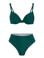 Cheap Push Up Bikinis Women Swimsuits  Solid Padded Women Swimwear Vintage Female Swimsuit High Waist Biquini Bathing Suit