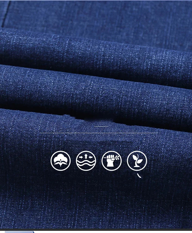 Men's Comfortable Soft Business Casual Denim Trousers Slim Fit Straight Pants Fashion Male Brand Light Luxury Stretch Clothing