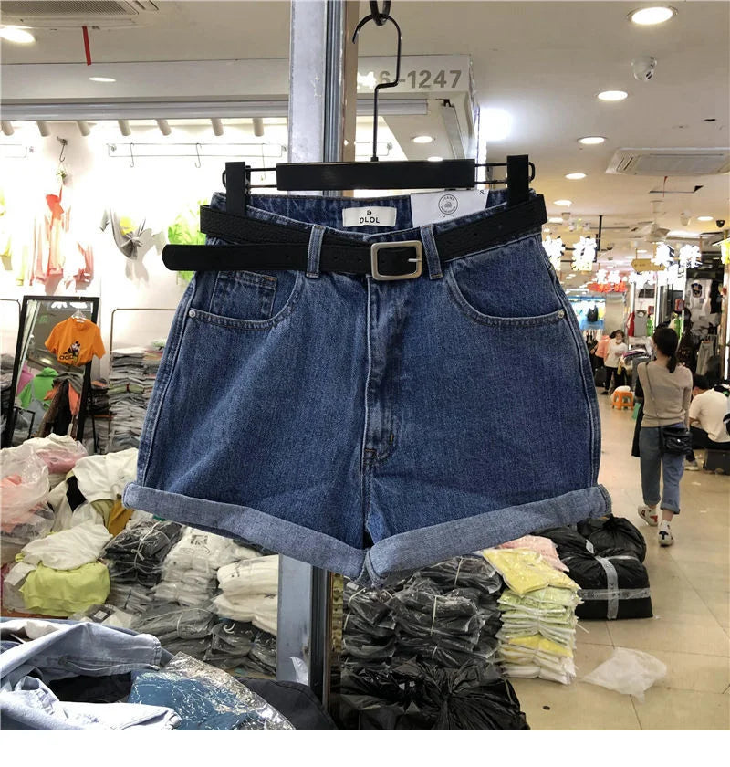 Black Gray Women Summer High-waist Slimming Outdoor Wear A- label Hot Pants Loose Cotton Shorts Urban Casual Style