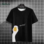 Funny Pattern Men's T-Shirt Cute Cartoon Goose Print Short Sleeve T-Shirt Loose O Neck Top Summer Men's Outdoor Casual Clothing