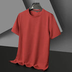 Men's New Summer Waffle round Neck Short Sleeve T-Shirt Comfortable Breathable Short-Sleeved Top for Casual Wear