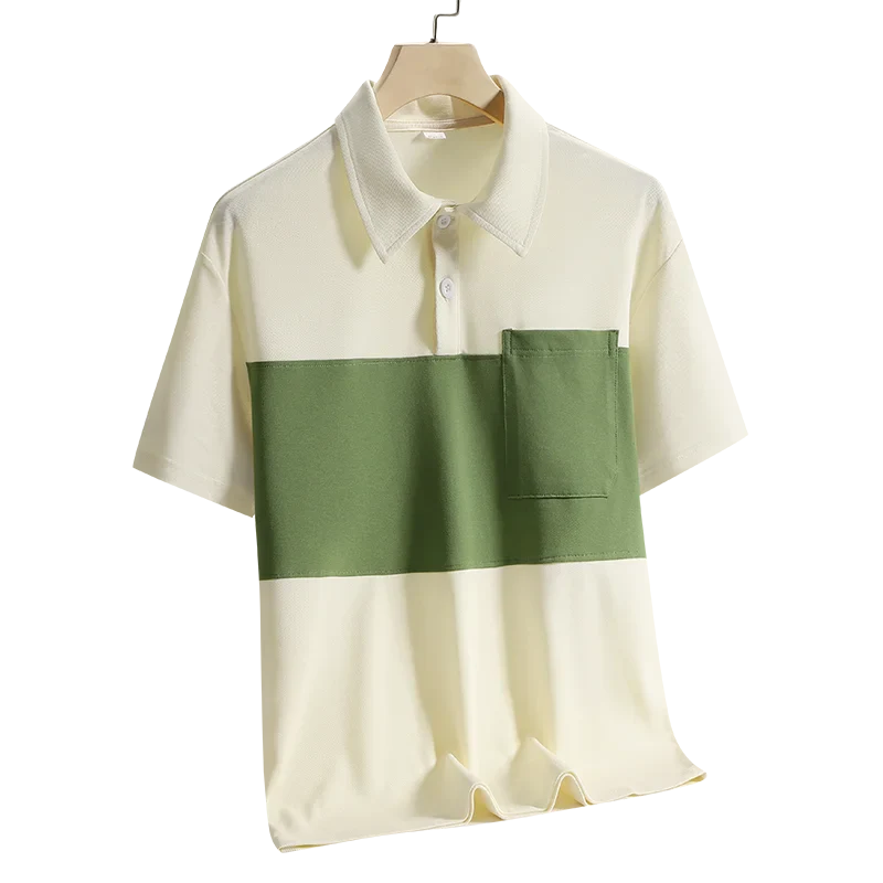 New Summer Polo Shirt Men's Contrast Color T-shirt Ice Silk Quick-drying Thin Lapel Half-sleeved Casual Wear Men Clothing Golf
