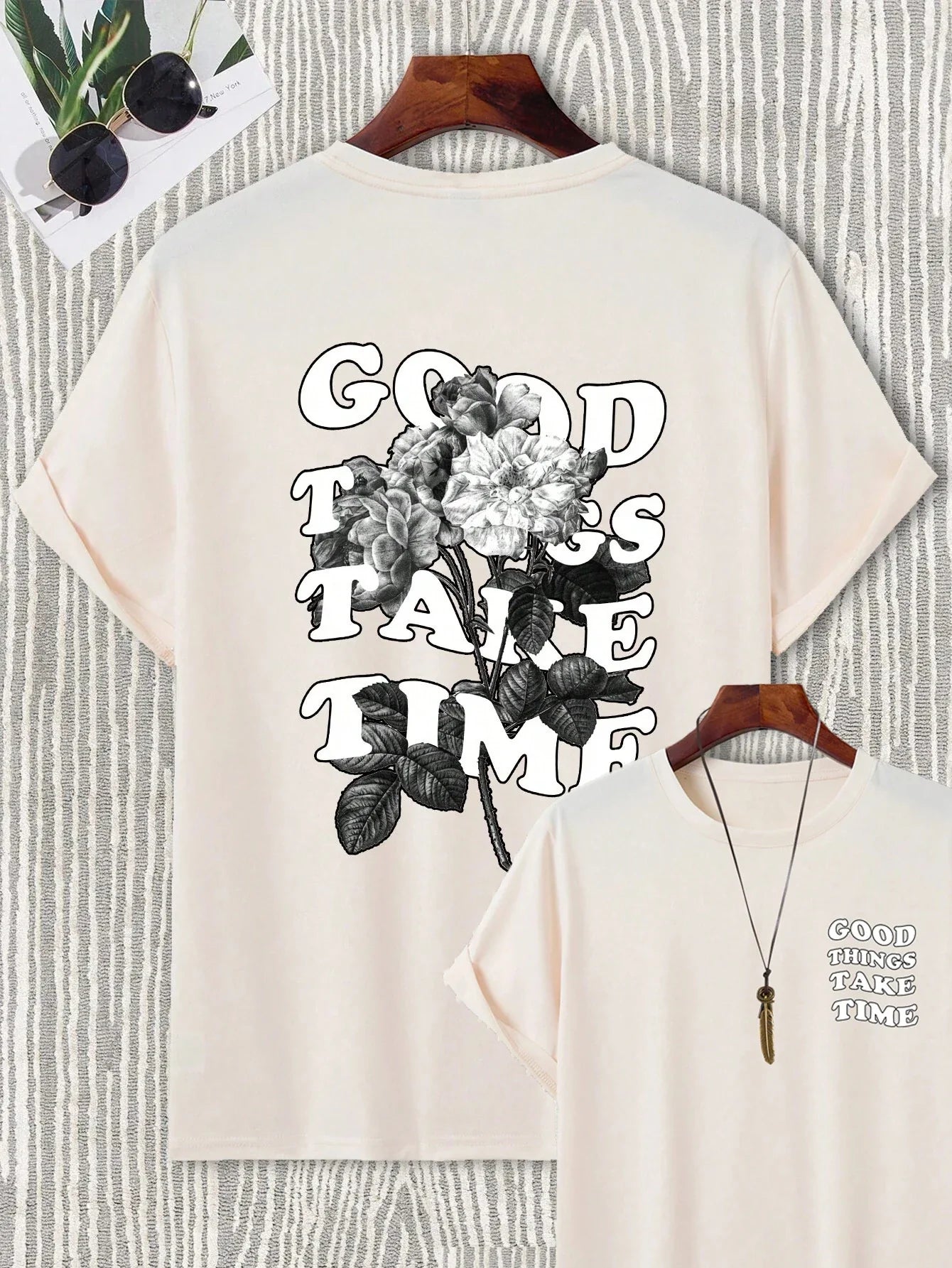 Good Things Take Time Men Women Unisex Cotton T-shirt Luxury Brand Rap Big Size Top Short Sleeve Streetwear Classic Back Tee 4XL