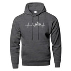 Mountain Heartbeat Hoodies teens Sweatshirt Autumn Long Sleeve Hooded Sweatshirt Hoodie Black Gray Sportswear