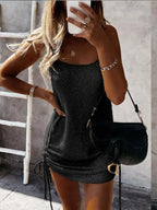 Women Spaghetti Strap Knitted Dress Fashion Solid Summer Sleeveless Sexy Mini dresses for lady Bodycon sweater mini dresses