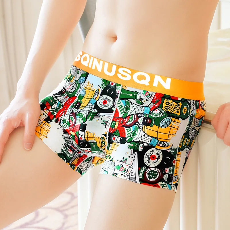 Lightweight Ice Silk Mens Underwear Elastic waistband Boyshorts Cotton 3D-Pouth Youth Boxer shorts Loose Male Boxer Underpants