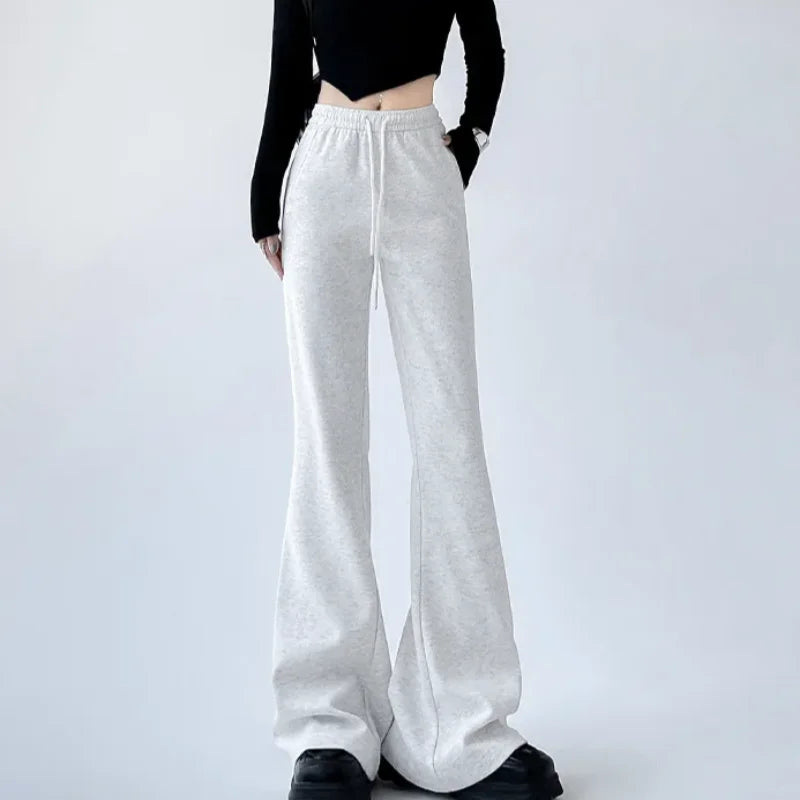 Women's Wide Leg Pants Lady's Draswtring Sweet Y2K Pink Flare Pant Boot Cut Female Long Trousers Casual Chic Matching Sweatpants